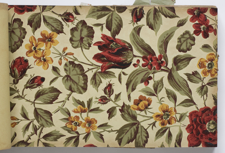 Page from a wallpaper sample book, 1885-90 (surface roller or hand block printed paper)