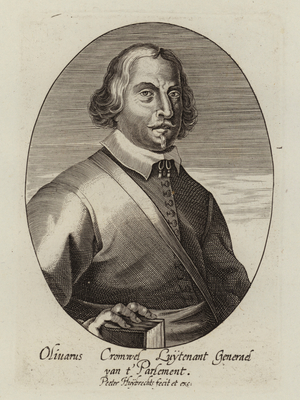 Oliver Cromwell, Parliamentarian general in the English Civil War and Lord Protector of the Commonwealth (engraving)