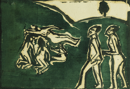 Men and Women; Manner und Frauen, 1911 (woodcut printed in black and deep green, on cream fibrous laid p)