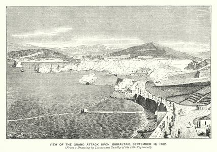 Gibraltar: View of the Grand Attack upon Gibraltar, 13 September 1782 (engraving)