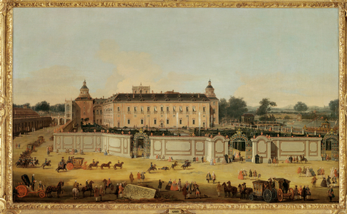 The guests arriving at the Palace of Aranjuez, Spain (painting on canvas)