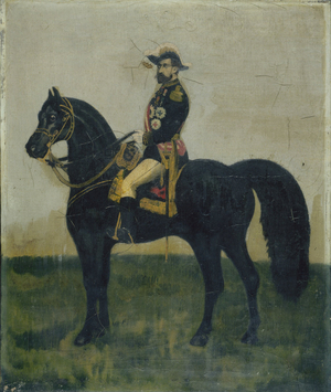 Equestrian portrait of General Boulanger (1837-1891), politician, ca. 1888 (oil on canvas)