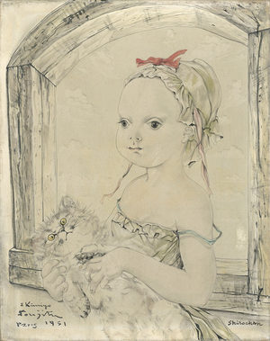 Child with a Kitten; Enfant et Petit Chat, 1951 (oil and India ink on canvas)