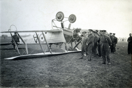 Blown over through landing down-wind, No. 2 Flying Training School, Royal Air Force, Digby, Lincolnshire, 1928-30 (b/w photo)