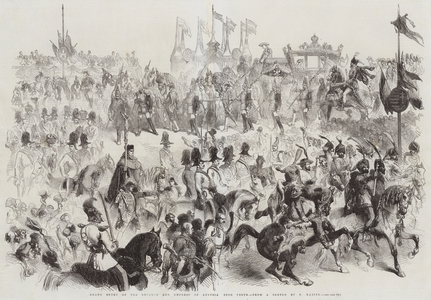 Grand Entry of the Emperor and Empress of Austria into Pesth (engraving)