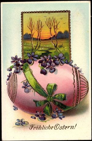 Congratulations Easter, Pink Easter Egg, Stream Landscape