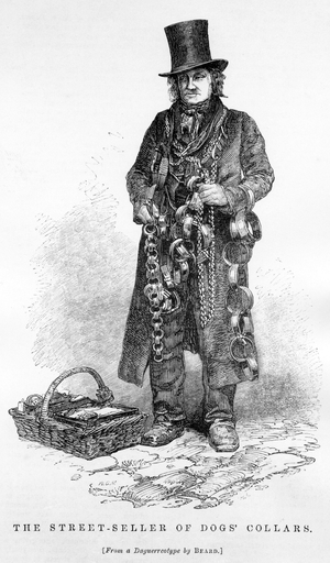 The Street Seller of Dogs' Collars, c.1840 (engraving)