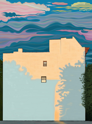 House and Shadows of Trees  (digital art)