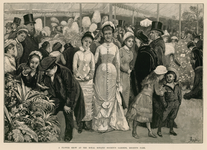 A flower show at the Royal Botanic Society's Gardens, Regent's Park, London (engraving)