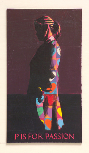 P is for passion (‘A is for Alice’), 2004 (mixed media on board)