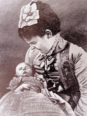 Queen Emma of Netherlands holds the young princess (later Queen) Wilhelmina, 1880