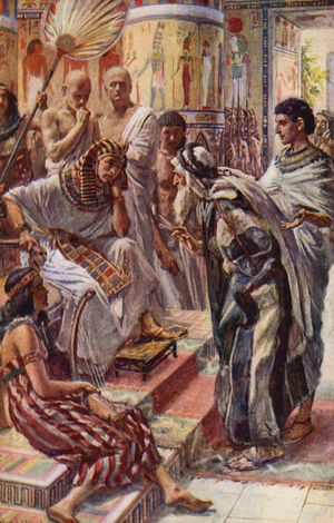 Old Testament: Jacob before Pharaoh (colour litho)