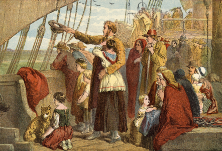 Last Sight of Old England (coloured engraving)