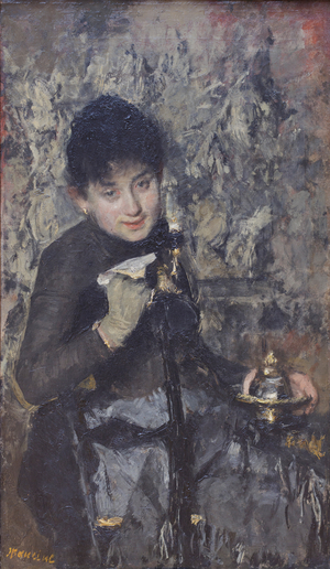 Woman with inkwell, c.1875 (oil on canvas)