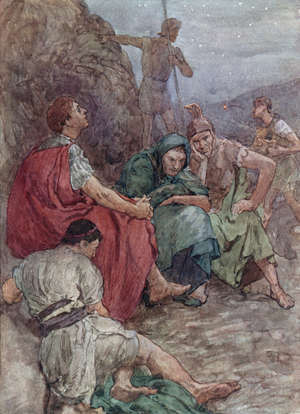 Brutus and his Companions after the Battle of Philippi (colour litho)