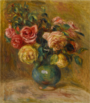 Roses in a green vase, 1900 (oil on canvas)