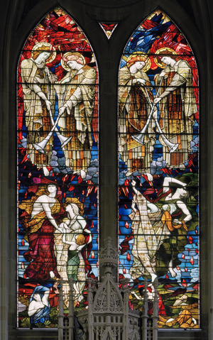 Jesmond, St George, Gateshead Stained Glass Co, J W Brown / TR Spence, East Window, The Last Judgement, 1888