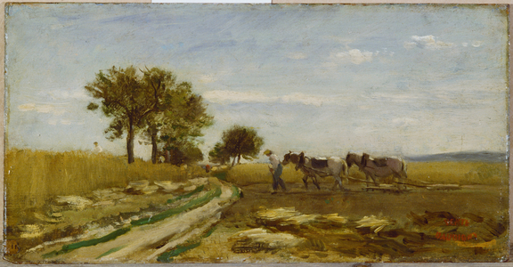 Ploughed Fields at Auvers, 1862 (oil on wood)