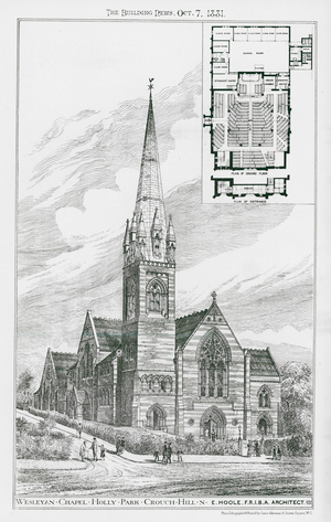 Wesleyan Chapel, Holly Park, Crouch Hill, N (litho)