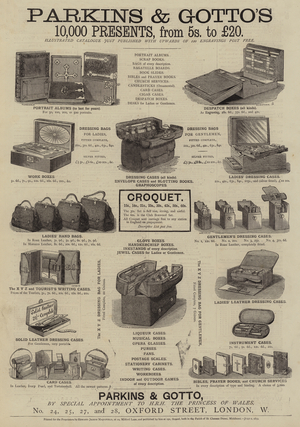 Advertisement, Parkins and Gotto (engraving)