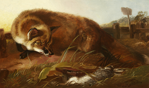 Fox, c.1880 (oil on canvas & wood)