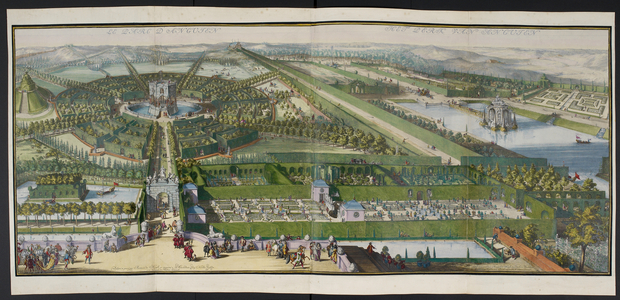 The Park at Enghien, c.1685, illustration from a 'A Collection of 86 plans and views of The Hague', 1718 (colour litho)