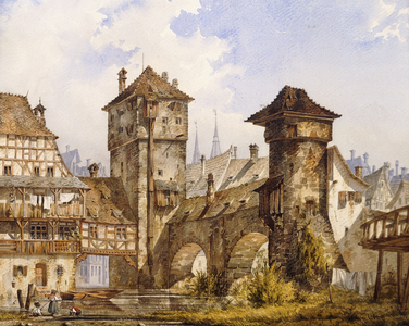 A View of Nurnberg, 1856 (watercolour heightened with white on paper)