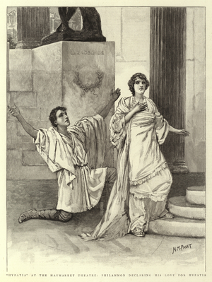 "Hypatia" at the Haymarket Theatre, Philammon declaring his Love for Hypatia (engraving)