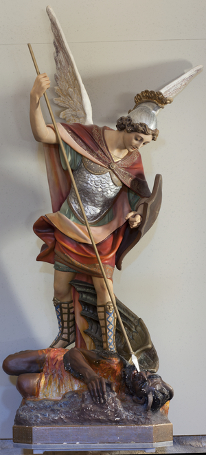 Pinell. The church. Interior. A statue. Saint Michael. Polychromed plaster. 20th century (?).