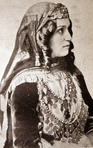 Kuban Cossack woman, in traditional dress in Tsarist Russia circa 1910