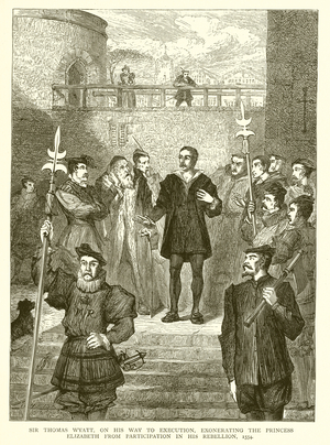Sir Thomas Wyatt, on his Way to Execution, exonerating the Princess Elizabeth from Participation in his Rebellion, 1554 (engraving)