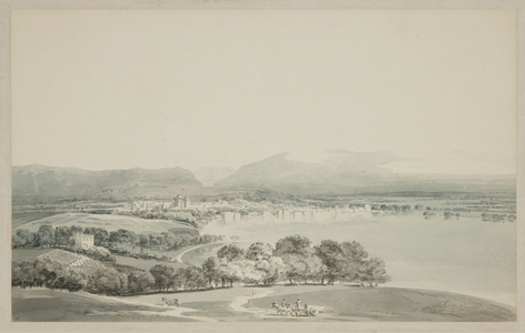 View Of A Bay With Horses And Cart In Foreground (w/c & pencil on paper)