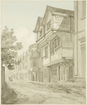 Looking down Small Street (pencil & watercolour on paper)