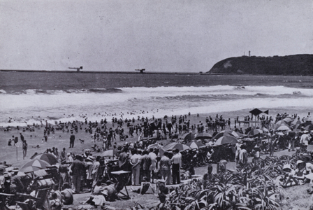 Surf Bathing at Durban Beach (b/w photo)