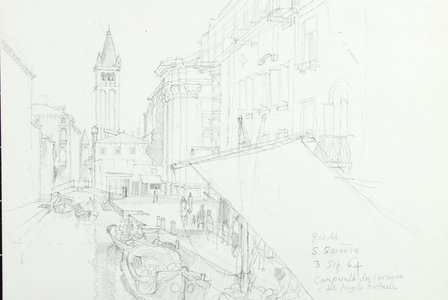 Rio di S. Barnata, Venice, 1964 (pencil on paper)