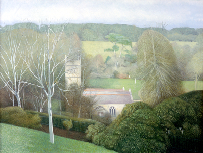 Lanhydrock Church (oil on canvas)