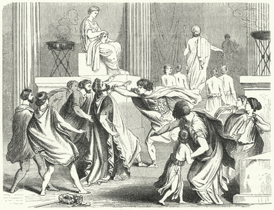 Assassination of Philip II of Macedon, 336 BC (engraving)