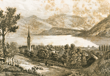 Lake Egeri, engraving by Rouargue (engraving)