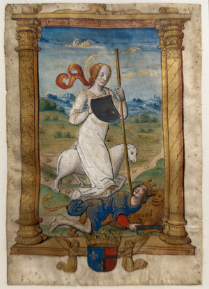 Humility and Pride. The roundels of the virtues, after 1515 (Painted and illuminated parchment)