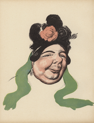 Head of a woman (colour litho)