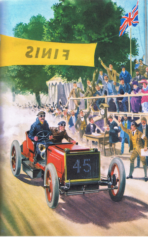 Napier wins the Gordon Bennett Cup Race (colour litho)