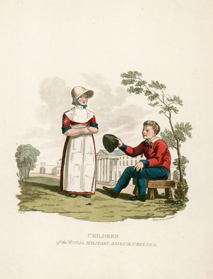 Children of the Royal Military Asylum, Chelsea (coloured engraving)