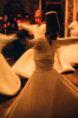 Whirling dervishes dancing, Istanbul, are known for their worship rituals which re..., 1980s (photo)