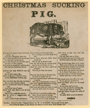 Christmas Sucking Pig, verse dated 1863 (engraving)