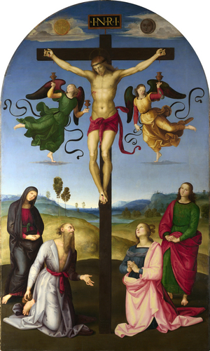 The Crucified Christ with the Virgin Mary, Saints and Angels (The Mond Crucifixion), c.1502-03 (oil on poplar)