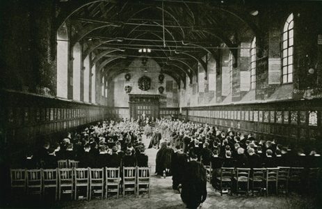 Westminster, Latin prayers up school (b/w photo)