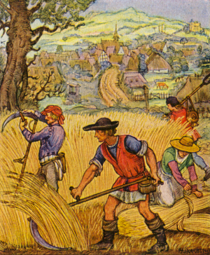 Bauer Bei Der Feldarbeit / Farmer at Field Work (colour litho)