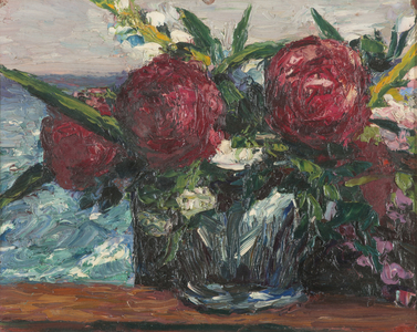 Rose rosse dentro vaso, 1922