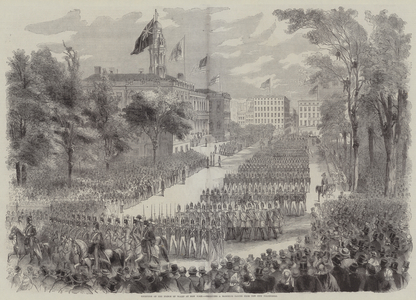 Reception of the Prince of Wales at New York, Receiving a Marching Salute from the City Volunteers (engraving)