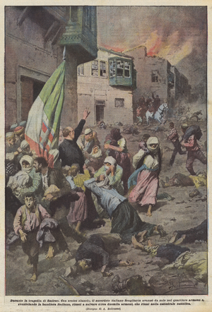 Smyrna during the Greek-Turkish War (1919-22) (colour litho)